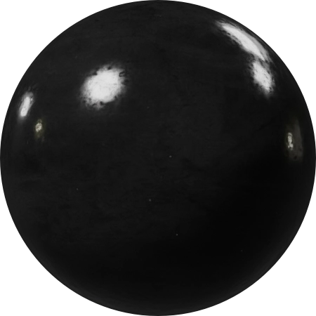 Glossy dark black Staron Premiere Gravita solid surface material sample sphere by Salvocorp UAE